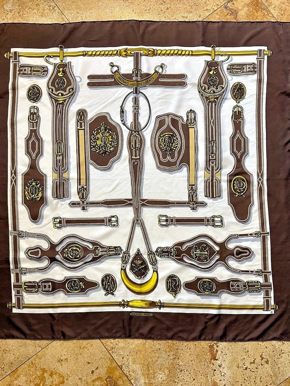 Authentic Vintage Hermès “Harnais des Présidents” Silk Carré Scarf